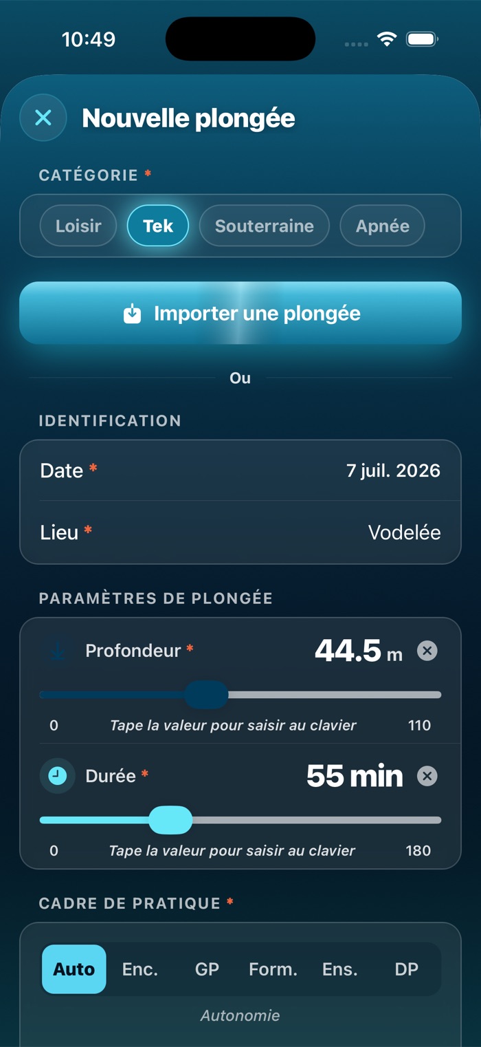 Nouvelle plongée